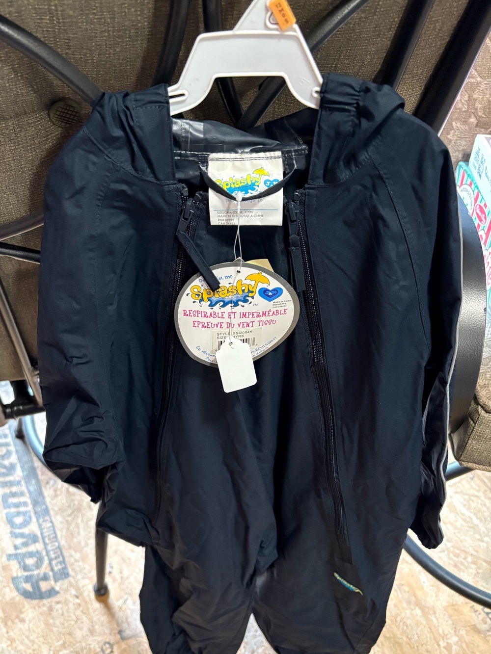 Splash Kids Black Hooded Waterproof Raincoat